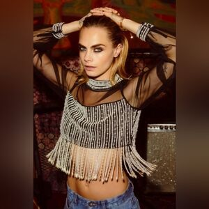 Nasty Gal X Cara Delevingne Pearl Crop Top